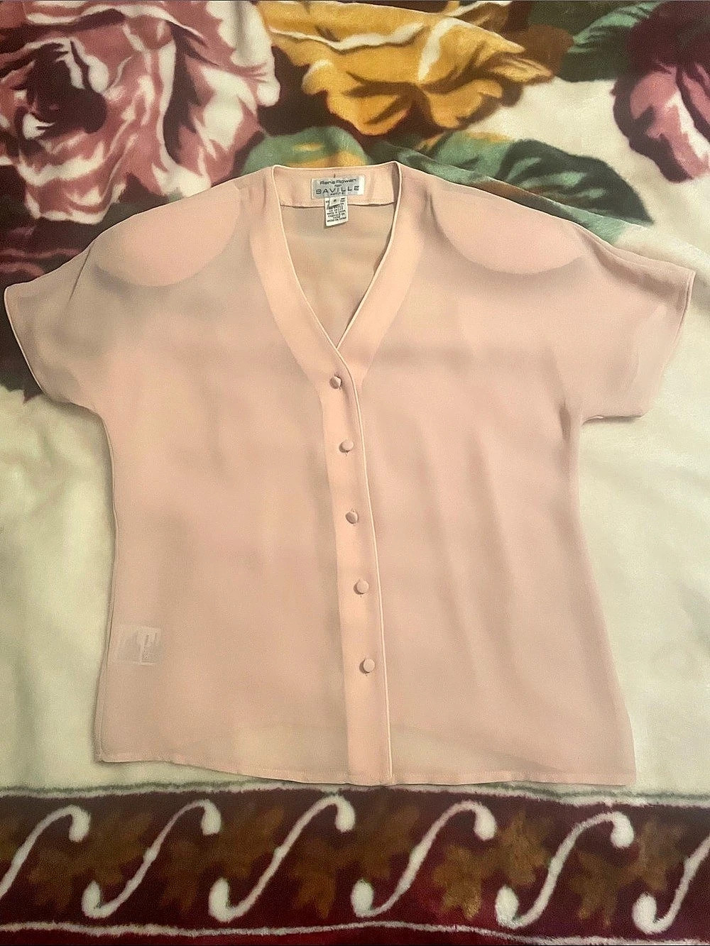 Rena Rowan for Saville Pink Short Sleeve Blouse Size 6 Like New